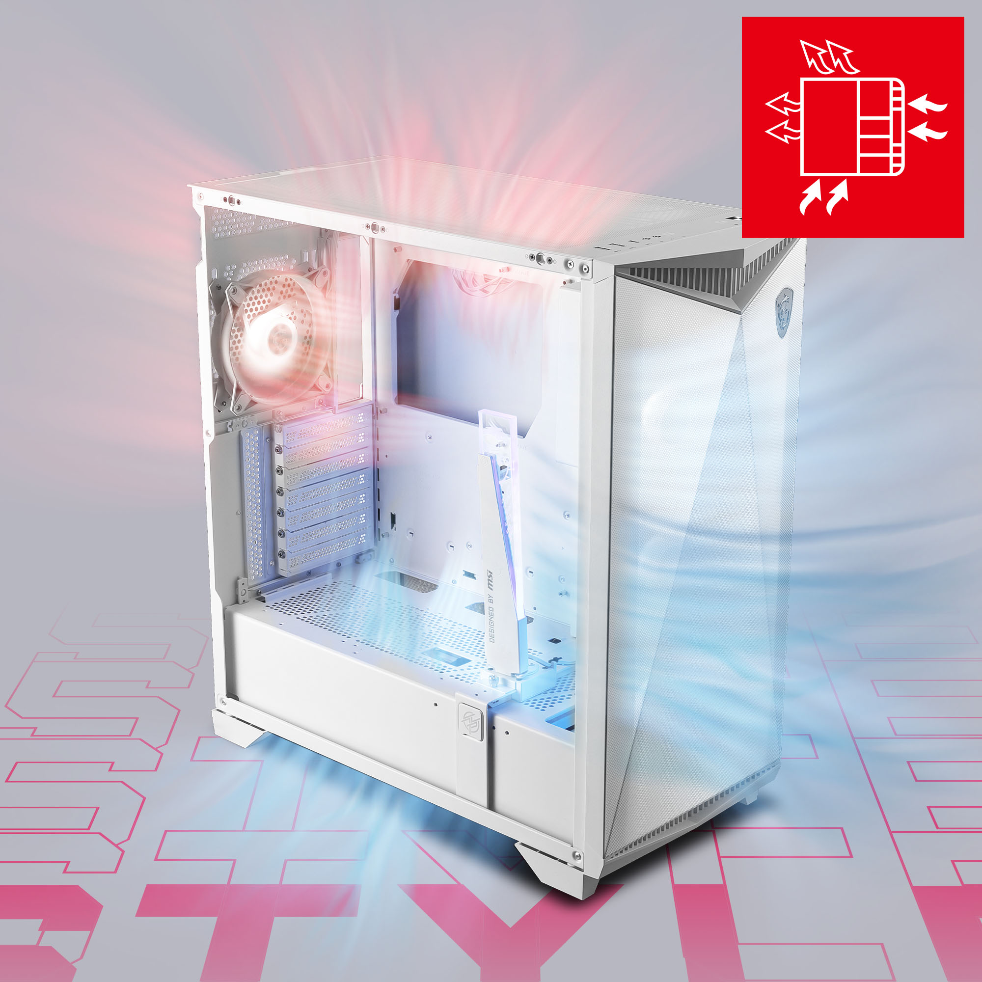 MSI MPG GUNGNIR 300R AIRFLOW WHITE, USA, 2xUSB 3.2 Gen 1, 1xUSB